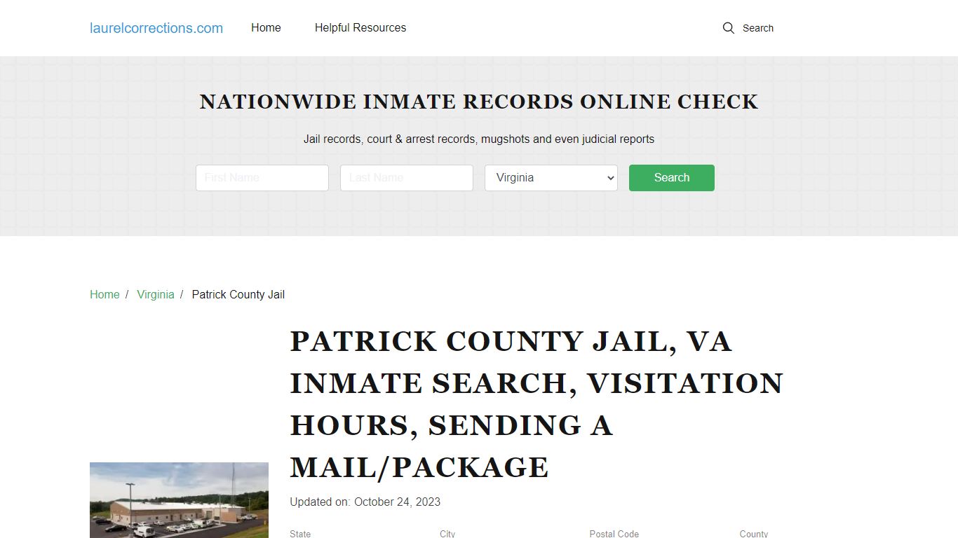 Patrick County Jail, VA Inmate Search, Visitation Hours