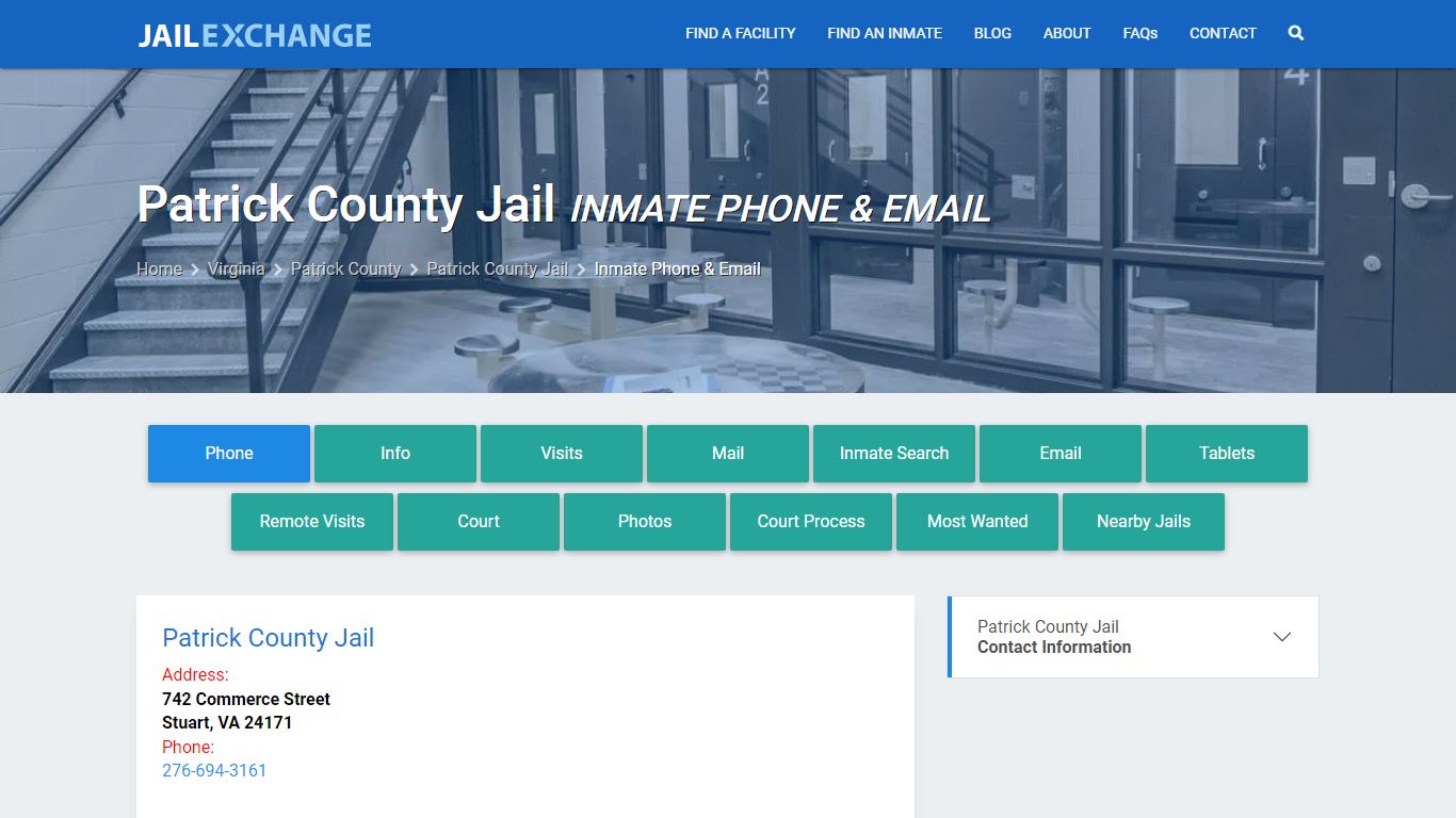 Inmate Phone - Patrick County Jail, VA - Jail Exchange